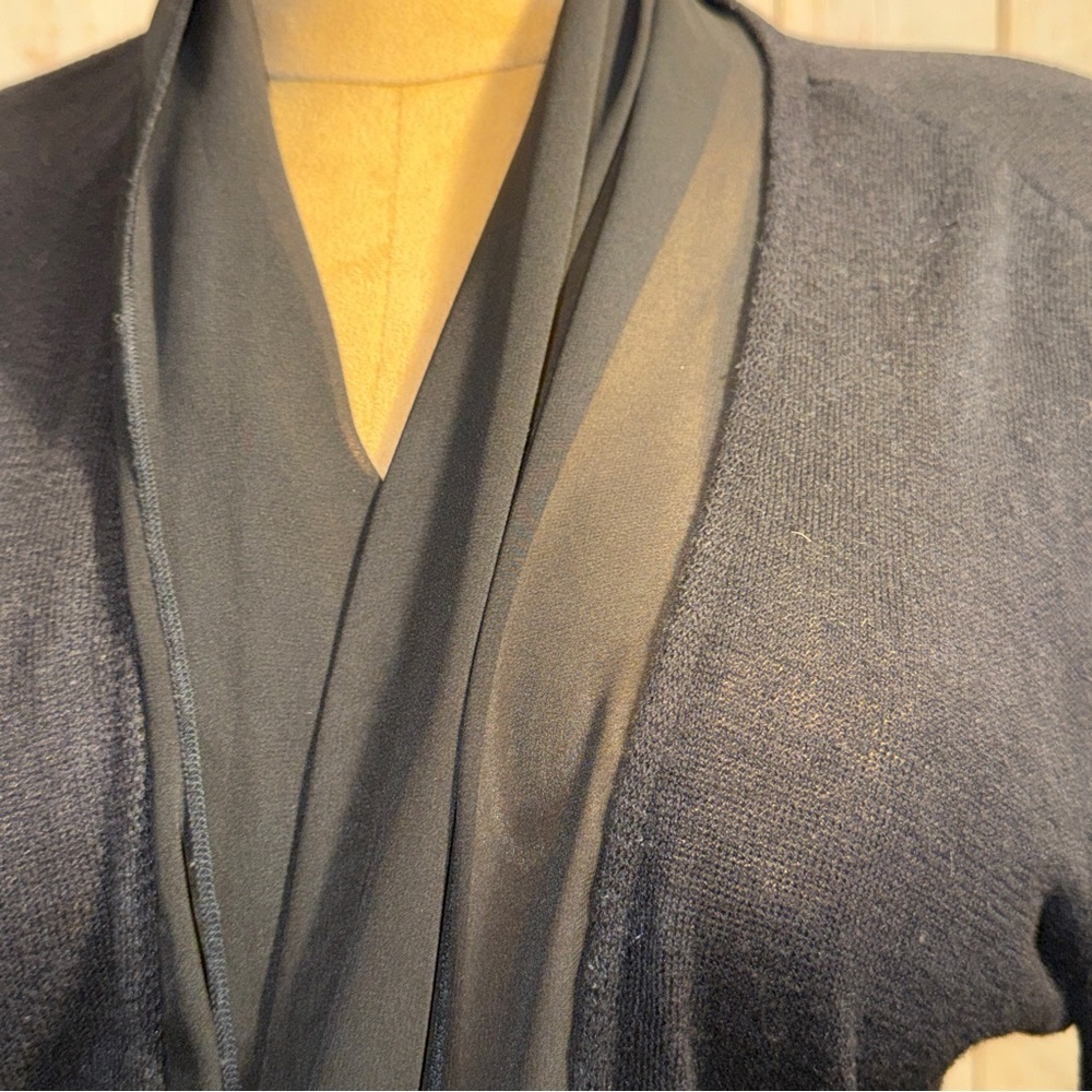 Chico's Easywear Black Cardigan, sheer lapel, lightweight sz 0 or S/4​ - Picture 2 of 15